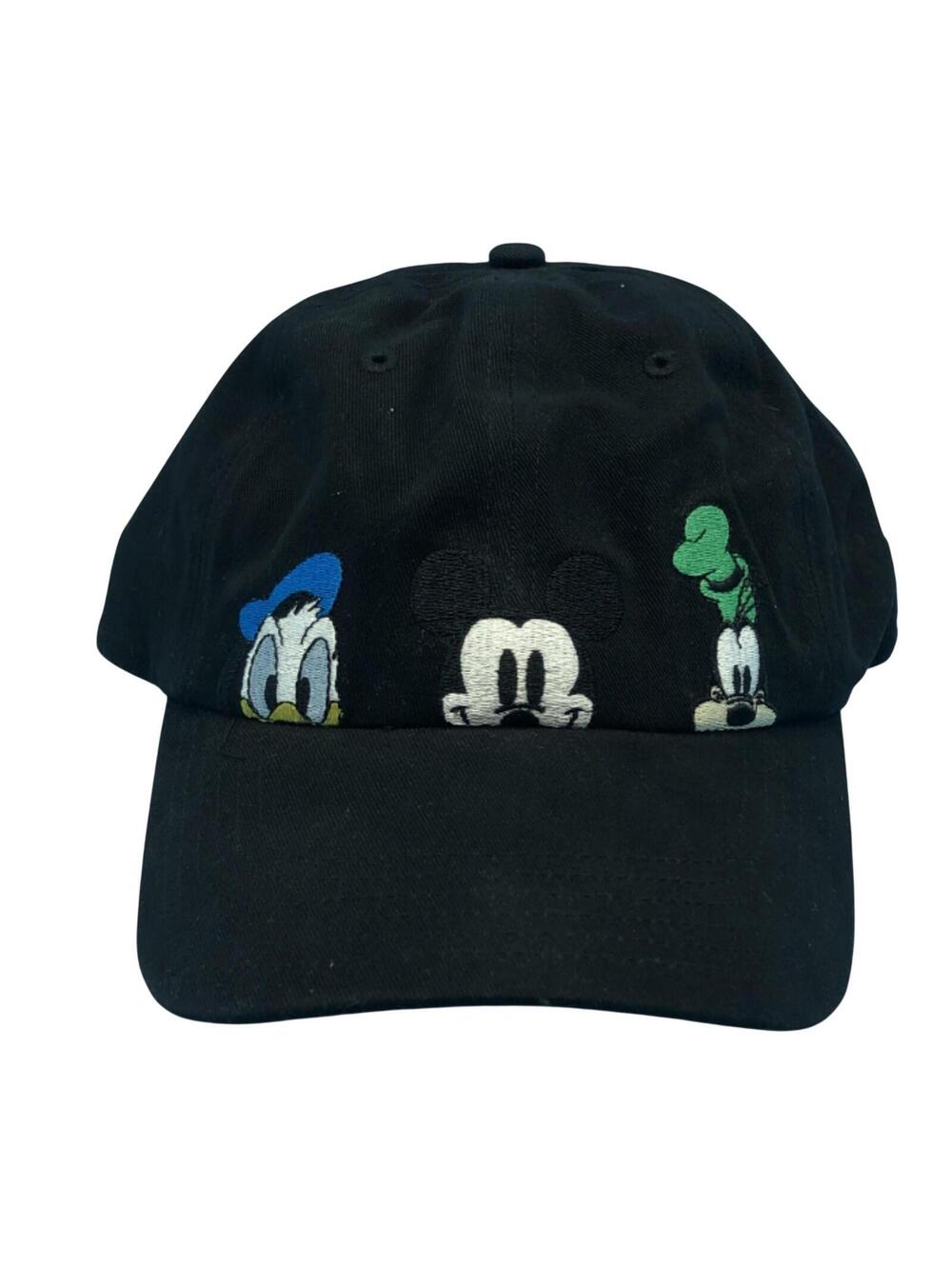 Disney Mickey And Friends Hat Cap Strap Back Black Mickey Donald Goofy One Size